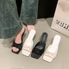 Square Headed High-heeled Slippers for Women Summer 2025 New Style Paired with Skirts Height Increasing Cool Slippers