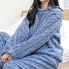 2025 Autumn Women Solid Warm 2 Piece Sets Thicken Velvet Ribbed Fleece Set Pullover And Pants Women Casual Pajama Sets