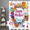 Happy Mother's Day Colorful Flower Shower Curtain, Bathroom Decorative Shower Curtain, Waterproof Shower Curtain with Hooks