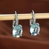 Fashion Oval Cut Aqua White Blue Purple Green Red Crystal Hook Earrings Birthstone CZ Drop Dangle Earrings