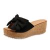 2024 Summer Women's Sandals Platform Retro Sandals Woman Fashion Bow Leopard Beach Slippers Women Plus Size