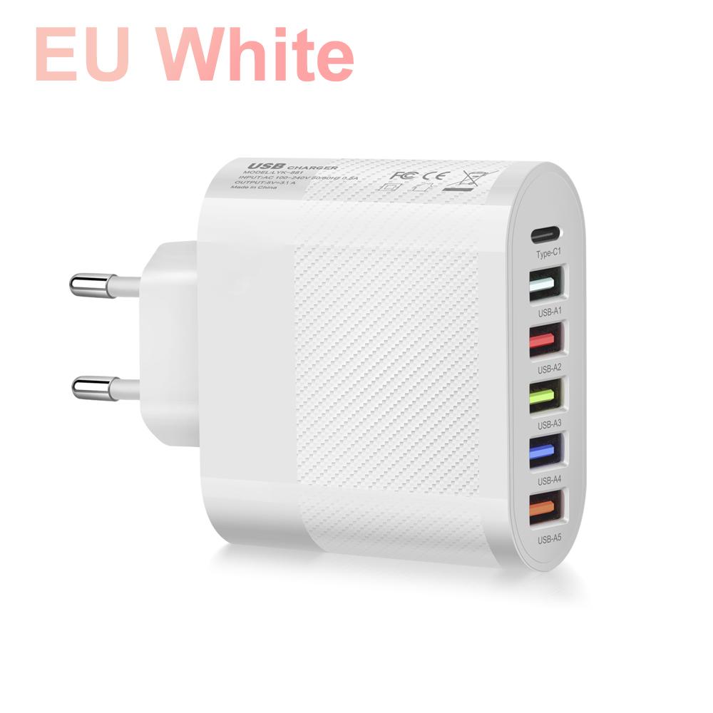 6 Ports USB Type C Charger PD Fast Charging Adapter Quick Charge3.0 For iPhone Samsung Xiaomi Phone Wall Charger Plug #3