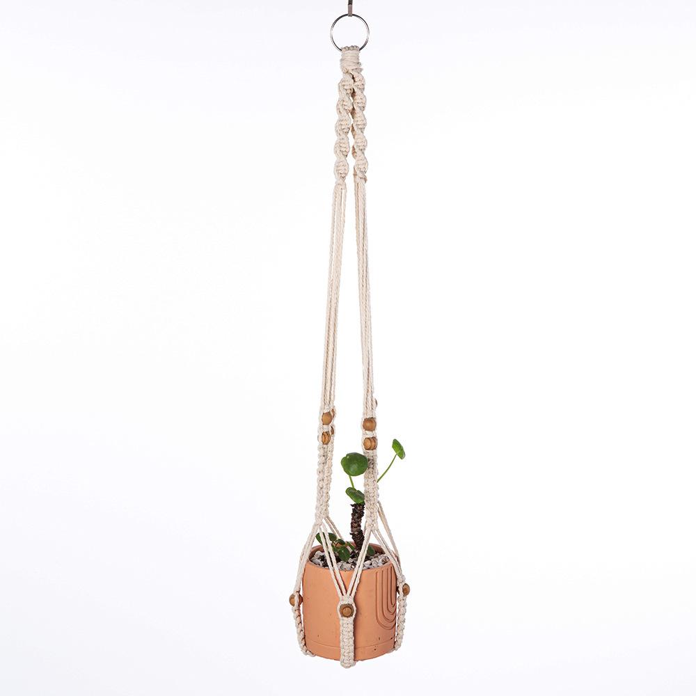 Handmade Macrame Plant Hanger Indoor Hanging Planter Basket Woven Cotton Rope Flower Pot Crochet Plant Holder Stand for Decor