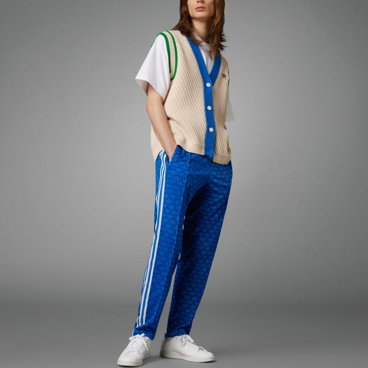 Adidas Originals Trefoil Logo Embroidered Elastic Waist Casual Pants Men Bottoms Blue IP6983