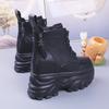 Ankle Boots for Women New Winter Motorcycle Boots 12CM Wedge Heels High Platform Leather Shoes Woman Autumn Thick Sole Boot