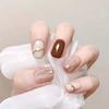 24 Pcs Wearing Nail Removable Nude Smudged Nail Sticker Fake Nail Finished Multi-color Gentle Manicure Short Nail Piece Nail