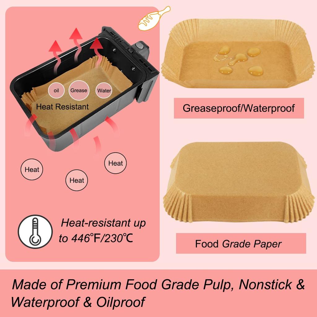 100pcs Air Fryer Liners for Ninja Dual, Air Fryer AF300UK AF400UK Accessories, Disposable Air Fryer Parchment Paper Liner, Compatible with Ninja