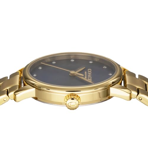 Coach Grand Watch, 36mm, Blue Dial, Quartz Movement, Water Resistant, Mineral Glass, Gold, 14503970, Women's
