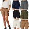 Women Shorts High Waist Adjustable Drawstring Cargo Shorts with Pockets Solid Color Summer Casual Shorts Daily Wear