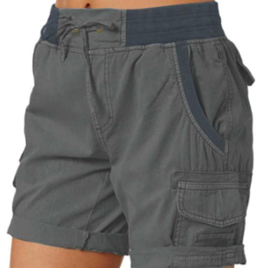 Women Shorts High Waist Adjustable Drawstring Cargo Shorts with Pockets Solid Color Summer Casual Shorts Daily Wear