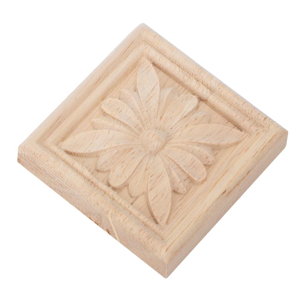 4шт резьба клетчатая аппликация неокрашенная наклейка для украшения мебели (D)