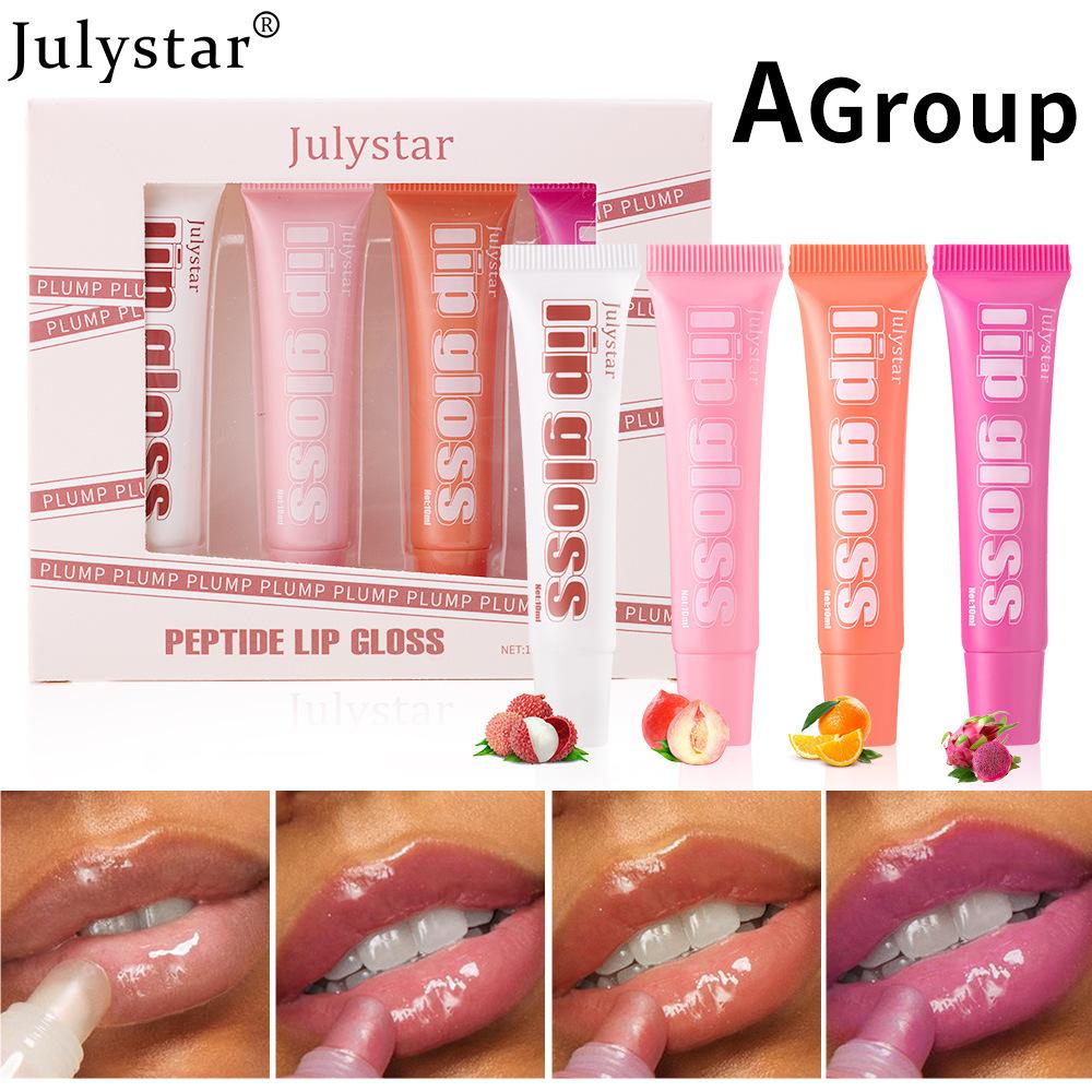 Fruit Lip Gloss 4 Pcs Set Lip Moisturizing Lip Glaze Moisturizing Hydrating Lip Oil Makeup