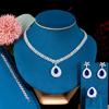CMM Water Drop Royal Blue Cubic Zirconia Necklace Earrings Ring And Bracelet 4 Piece Wedding Jewelry Set
