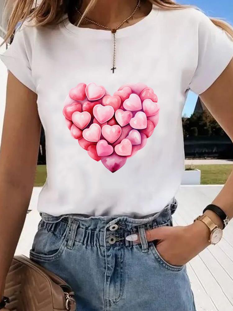 (Asian Size) Short Sleeve T-shirts Clothing Fashion Print  T Female Butterfly Sweet 90s Casual Women's Top Graphic Tee