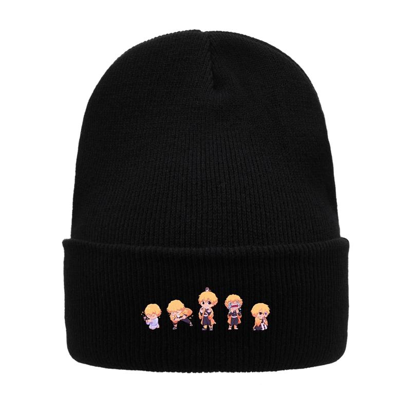 Knit Hat Demon Slayer Kimetsu No Yaiba Anime Winter Warm Beanie Caps Gonpachiro Kamanoko Unisex Women Casual Bonnet