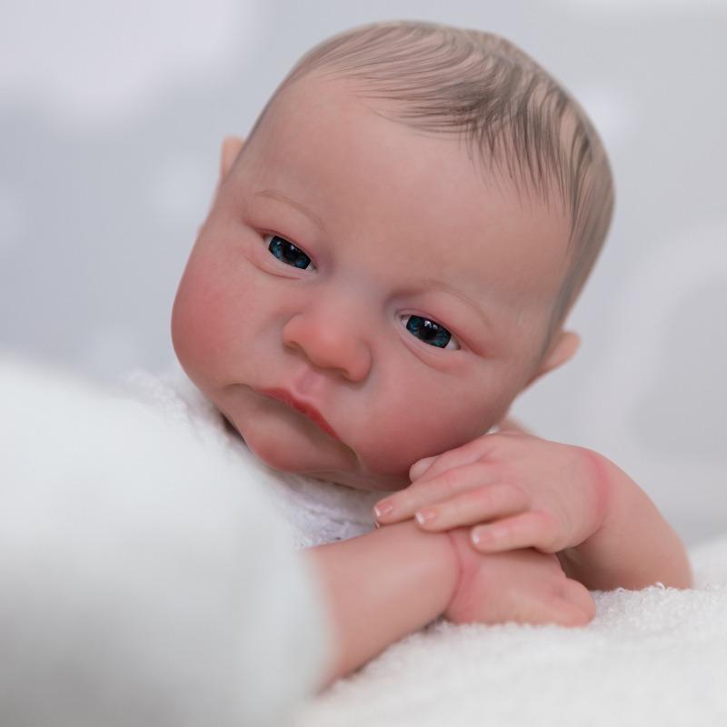 Adorable Simulation Reborn Baby Doll Levi Awake 19'' 49 Cm Soft Cloth Body Rebirth Doll Handmade 3D Painting Skin Veins Visible Bebe Newborn Doll Toys