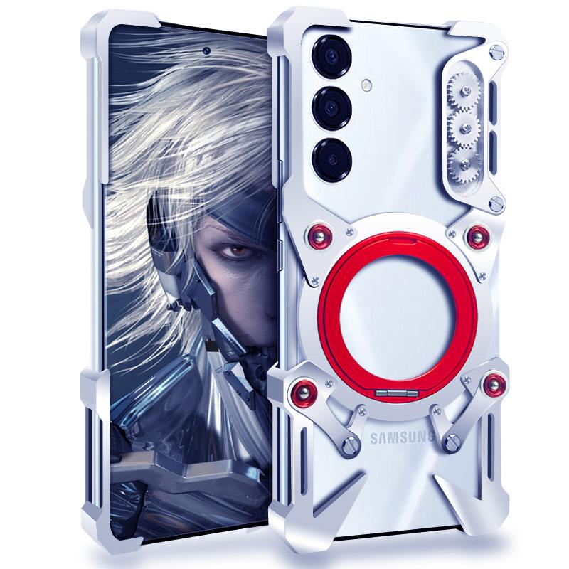 For Samsung Galaxy A16 4G/5G/A26 5G Bumper Case Kickstand Aluminum Alloy Magnetic Phone Cover with Wrist Strap