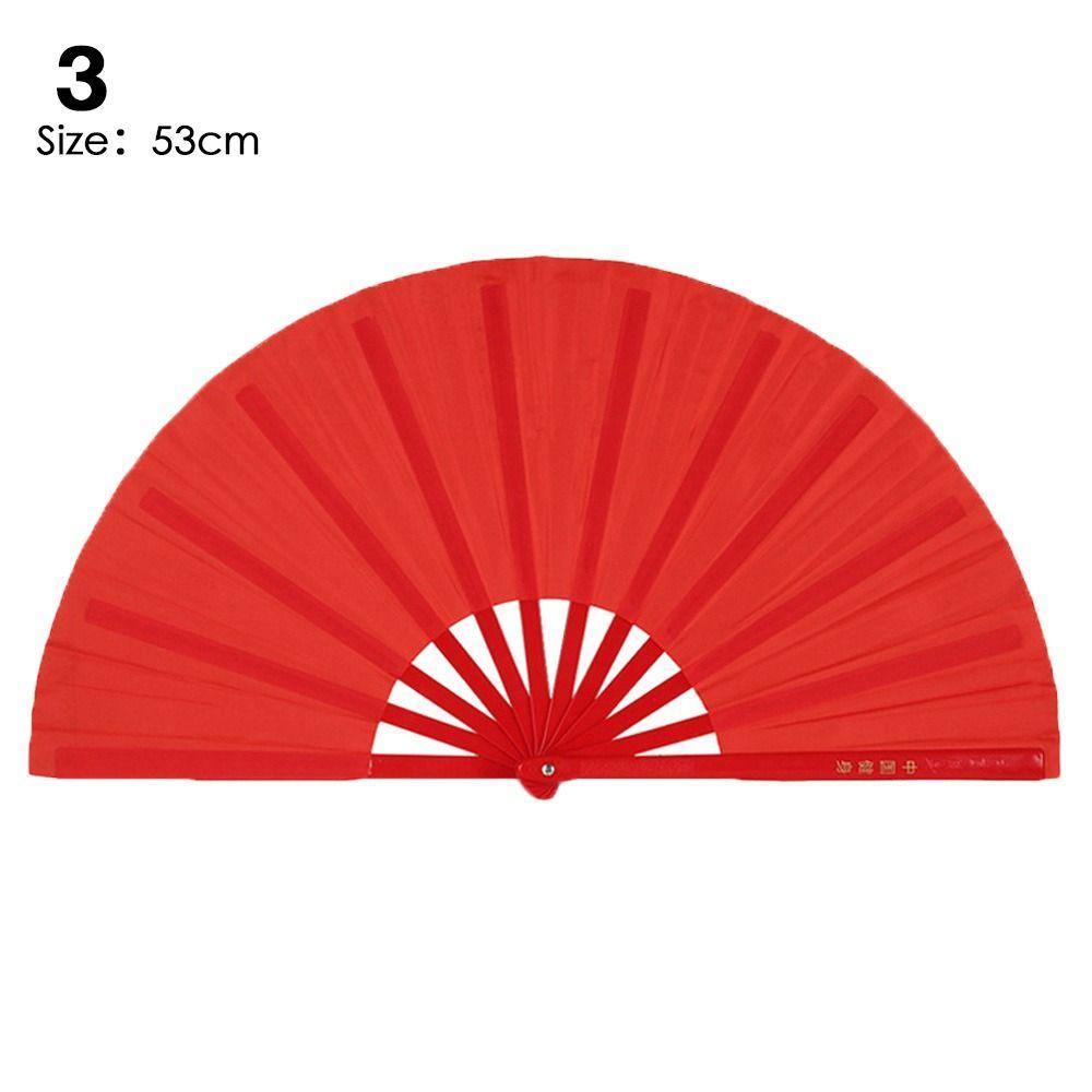 Red Chinese Tai Chi Wedding Party Decor Plastic Bone Fan Yoga Fan Folding Stage Fan Kung Fu Fan