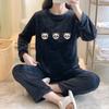 Thickened Warm Sleepwear for Winter Women Pajamas Flannel Cartoon Panda O-Neck Coral Velvetplus Winter Pajamas Ladies