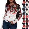 Women's Fashion Casual Round Neck Christmas Printed Long Sleeve T-Shirt Top