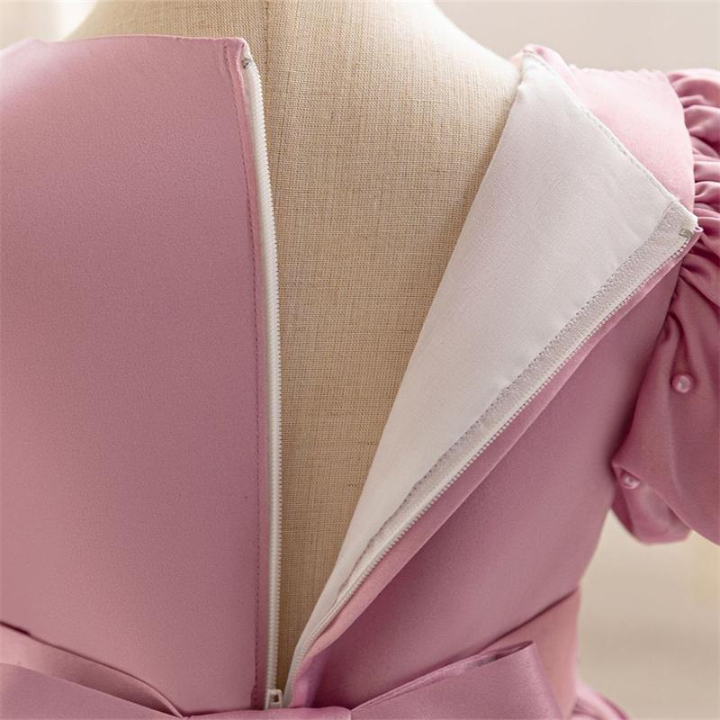 Baby Party Dresses for Girls 2024 Summer Vintage Court Ceremony Birthday Party Ball Gown Puff Sleeve Toddler Kids Princess Dress