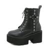 8cm Heels Autumn And Winter Thick Soled Thick Heel Boots Rivet Fashion Front Lace Up Side Zipper Women's Boots Lhx