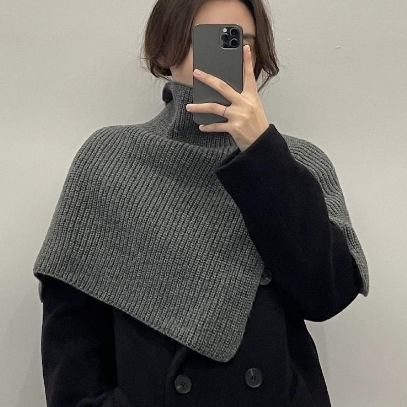Korean Aesthetic Scarf Women Winter Outer Wear Warm Knit Neck Cover Fake Collar Shawl