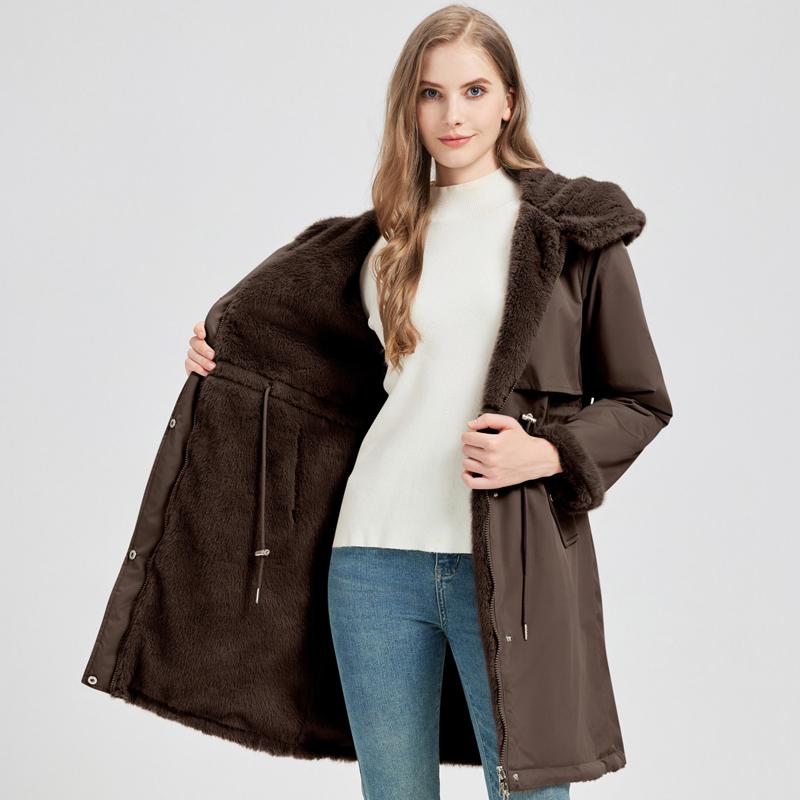 Fashion Winter Coat Female Long Parkas Hooded Can Be Worn On Both The Inside and Outside Loose Thick Warm Women's Faux Fur Jackets