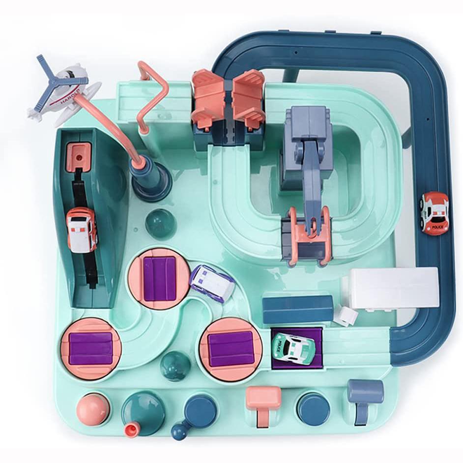 Car Adventure Toys Car Toy Puzzle Car Race Tracks Parking Playsets, Race Tracks Toy for Children, Preschool Educational Toy, Included 4 Toy Vehicles