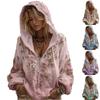 Women's Fashion Long-Sleeve Hooded Vintage Floral Print Casual Sweatshirt Top
