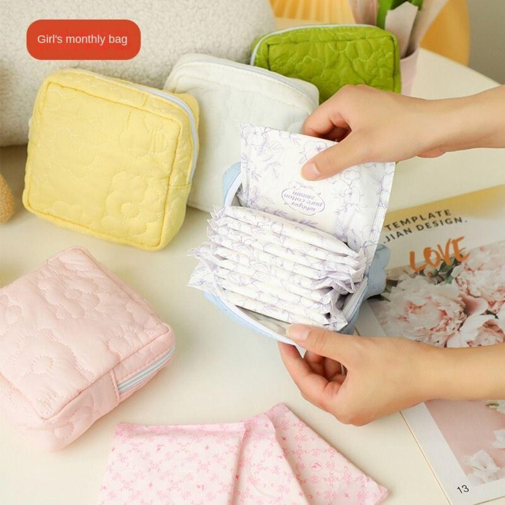 Polyester Cotton Period Bag Square Sanitary Napkin Storage Pouch Fashion Makeup Bags  Travel