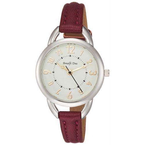 Arias Amalfidia Analogue Watch, Waterproof, Leather Strap, White Dial, WW20024A-151, Women's, Red