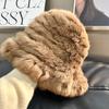 Rabbit Fur Hat Women's Autumn and Winter Thickened Warm Wool Hat Showing a Small Face Fur Fur Hat Ear Protector Plush Bucket Hat