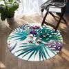 BeddingOutlet Flowers Bedroom Floor Mat Green Leaves Round Carpet Tropical Plants Rug Floral Living Room