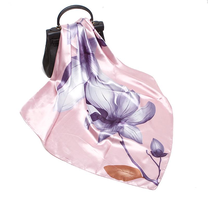 19 New Silk Printed Scarves Women'S 90Cm Satin Square Scarf