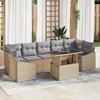 VidaXL 8-Piece Garden Sofa Set with Beige Cushions Poly Rattan 3348956