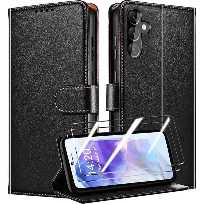 Coque de protection - Booling - pour Samsung Galaxy A55 5G - Cuir PU - Antichoc - Porte-cartes