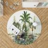 Round Rainforest Landscape Print Carpet Parrot Sofa Carpet Living Room Bedroom Bathroom Floor Mat Decorative Carpet Alfombra