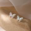 Zoomers Earrings Ladies Silver Earrings Butterfly Earrings First Piercing Second Piercing Compatible with Metal Allergies Cute Popularity Anniversary