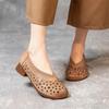 Vintage Genuine Leather Slip-on Sandals Casual Round Toe Soft Sole Comfortable Women's Shoes