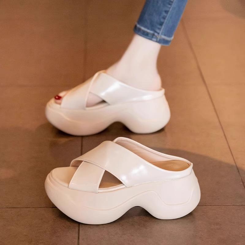 Sheepskin Version~ Slippers Women's Outer Wear Summer New Thick-bottomed Versatile Comfortable Height-increasing Sandals