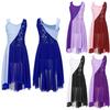 Kids Girls Sleeveless Chiffon Lyrical Dance Costumes Color Block Leotard Dress Modern Contemporary Dresses