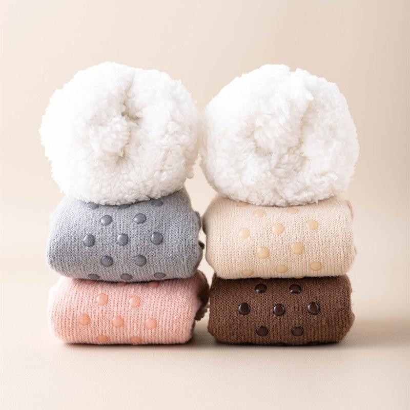 1Pair Thickened Warm Non Slip Floor Socks Velvet Shoes Home Use Women's Winter