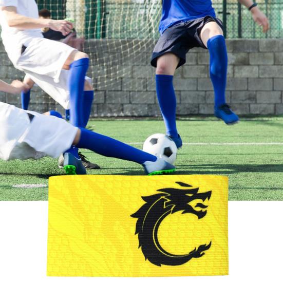 Sports Captain C Arm Unisex Elastic Fasten Tape Anti-slip Dragon Print Adjustable Band Team Training Outdoor Football Player Soccer Captain Armband