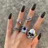1Set Vintage Gothic Heart Rings Set For Women Men Punk Playing Card Spades Geometric Hollow Butterfly Ring Retro Finger Ring Jewelry