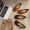 Flat-bottomed Retro Mary Jane Shoes Women's Shoes Spring and Autumn 2024 New Round Head Shallow Mouth Rhinestone Word with Temperament Single Shoes
