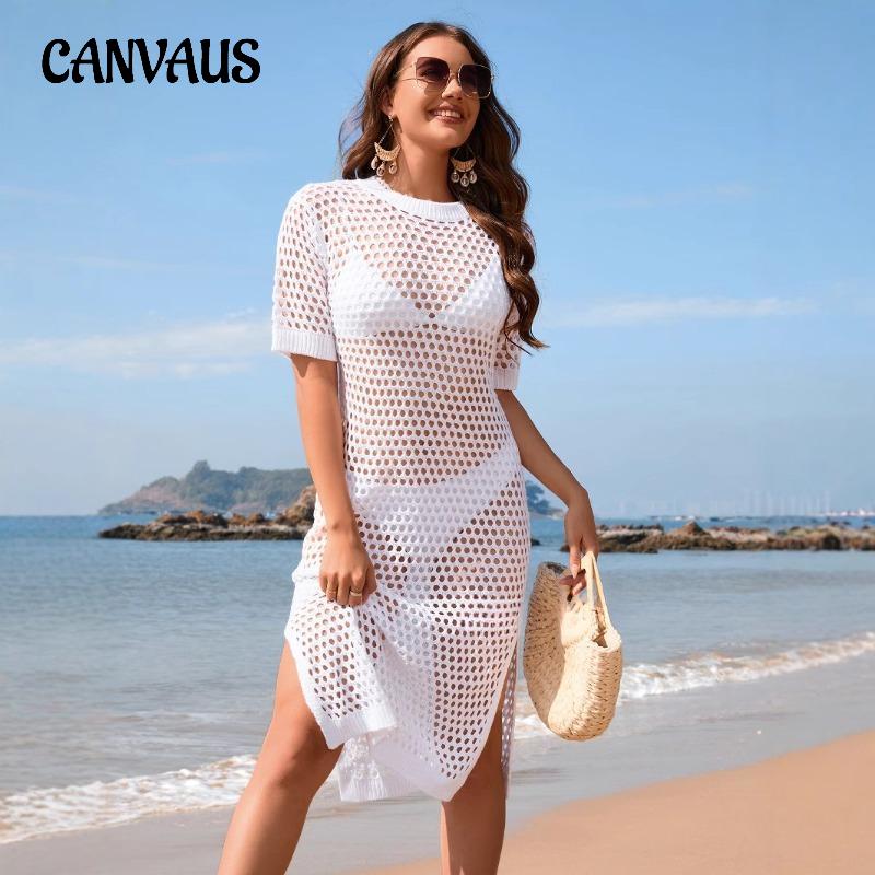 Women's Summer New Seaside Holiday Fashion Solid Color Short Sleeve Knitted Long Dress