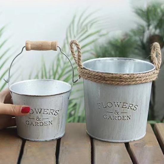 Useful Rope Handle Vintage Reusable Corrosion-Resistant Flower Holder Plant Pot