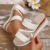 Fashion Women Shoes New Platform Sandles Lightweight Thick Sole Woven Slippers for Women 2025 Summer Wedge Heels Sandals Woman Plus Size