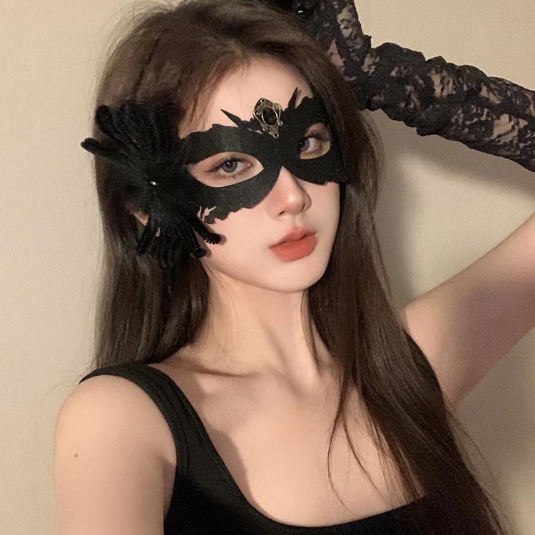 Halloween Black Flower Mask Masquerade Party Lace Half Face Mask Eye Mask Makeup Night Mask
